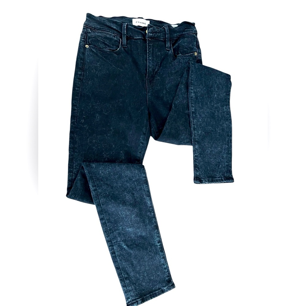 Frame Le High Skinny Denim Jeans Women's Size 28 Navy Acid Wash 5-Pocket